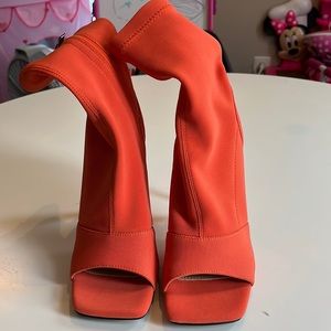 orange open toe heel
